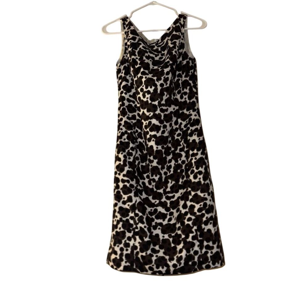 Ann Taylor Black White‎ Leopard Animal Print Sleeveless Sheath Dress Size 6